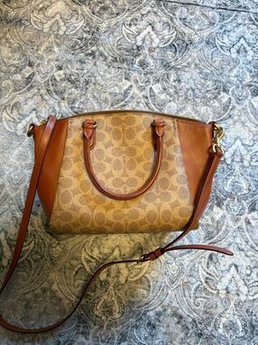 Coach Signature Canvas Satchel in Tan and Brown